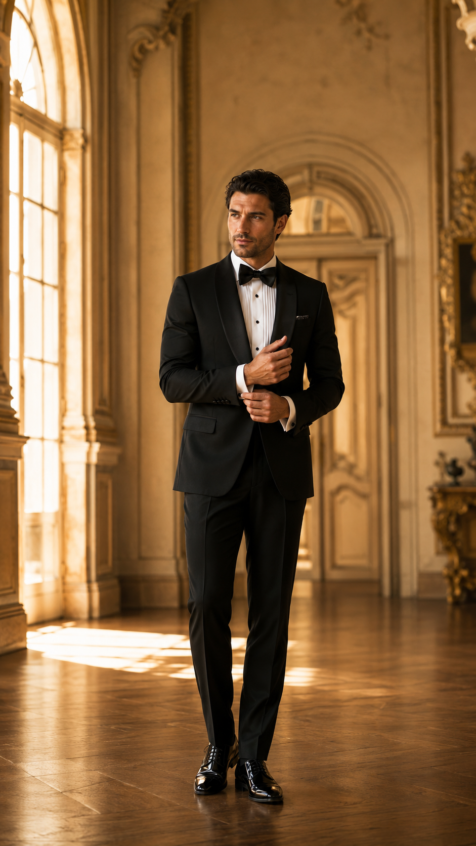 Sophisticated shawl lapel tuxedo